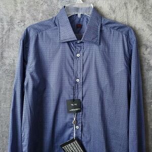 NWT MP Di Massimo Piombo Men's 16½"  42 Blue Geometric Dress Shirt Made In Italy